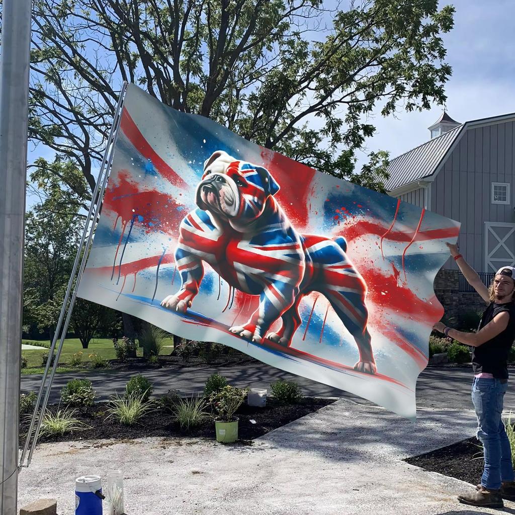 Садовый флаг 5x3 фута Традиционный, устойчивый к выцветанию, патриотическая тематика, флаг с бульдогом для двора, газона, крыльца, переднего дома, дорожки, группового мероприятия