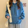 Cross-border real shot hooded fleece thickened 300g lamb fleece furry sweater women's Korean version autumn and winter warm jacket