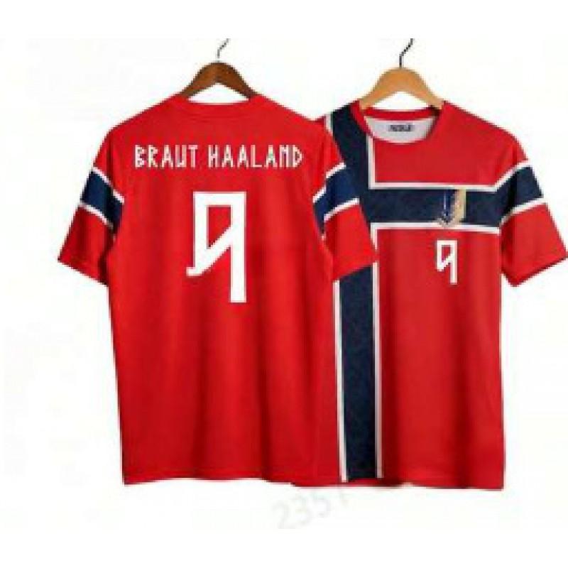 Men Women Soccer Training Jersey Norway Home Kit 2026 Harland 10 Erdal Short Sleeve Sportswear Running Football Basketball