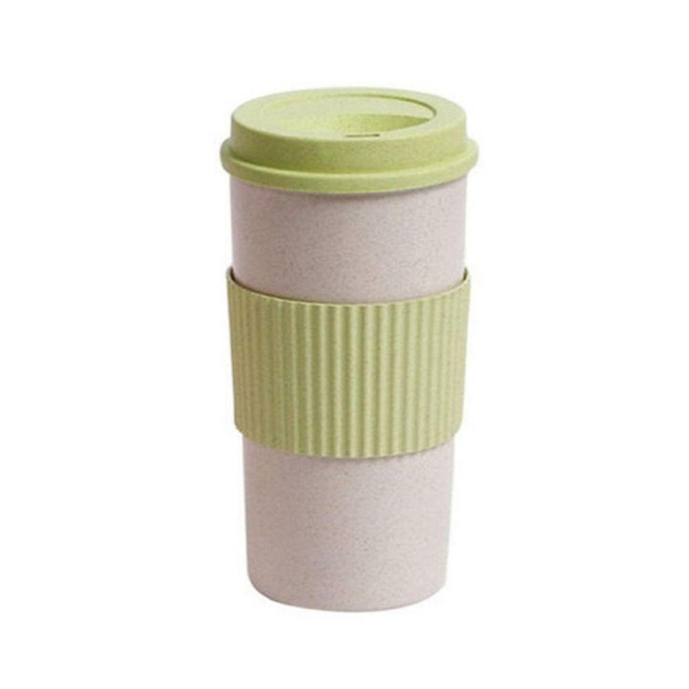 Camping Outdoor Eco-friendly Portable Wheat Straw with Lid Drinkware Tumbler Cup Tea Cup Coffee Mug