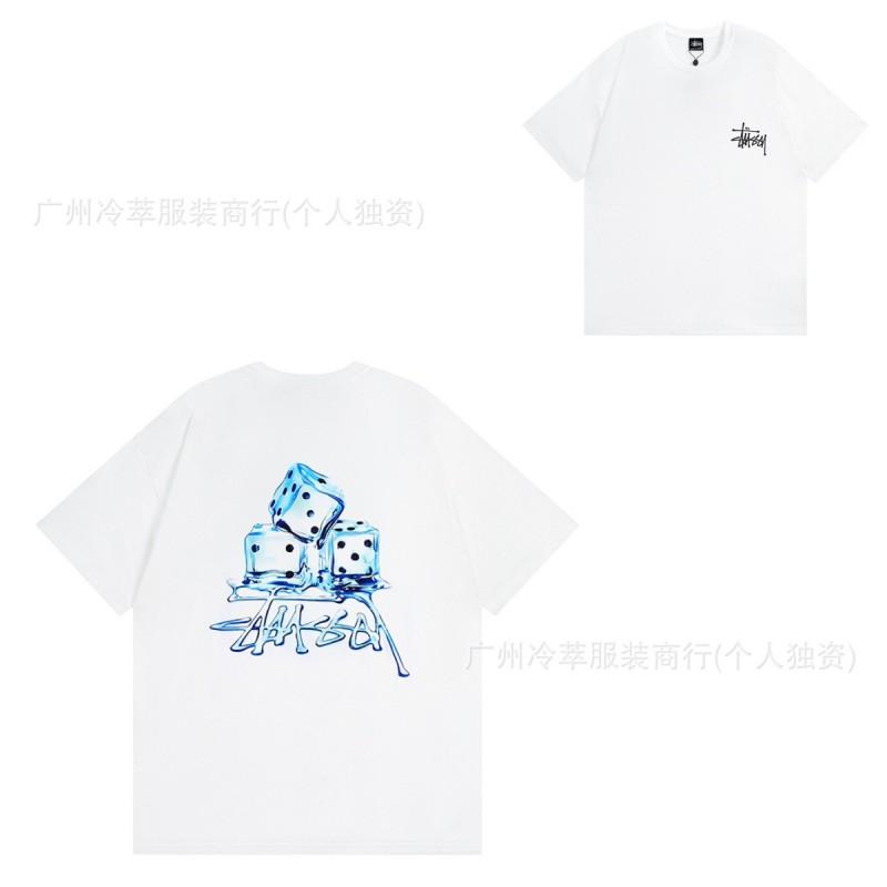 STU American Vintage Graphic T-Shirt Couples White Collection Short Sleeve Men Women Casual