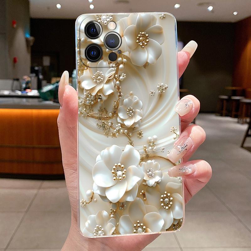 Чехол для iPhone 12 Pro Max 12Pro Красивый Цветок Бабочка Задние Крышки Для iPhone 12 Мягкий Силикон Прозрачные ТПУ Оболочки