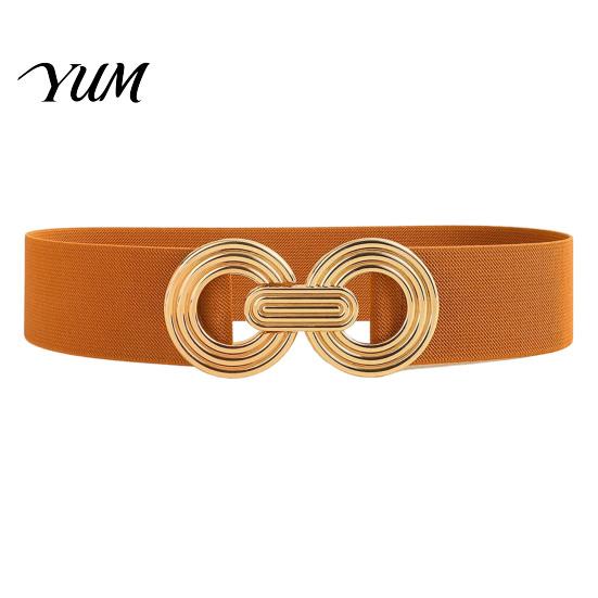 Women Waist Accessories for Date Parties 75cm Women's Elastic Belt, Wide Stretch Fashionable Belt with Stretchy Cinchers Geometric Metal Buckle, Dress