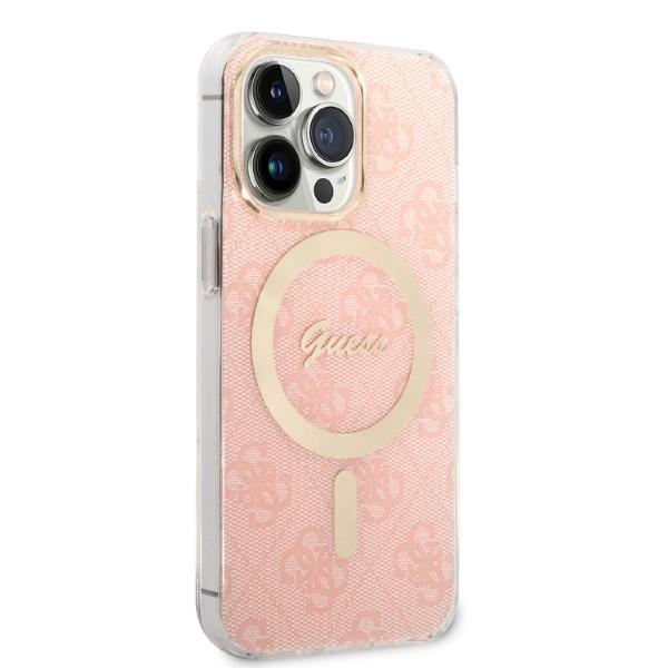 Zestaw Guess Gubpp13Xh4Eacsp Case+ Charger Iphone 13 Pro Max Różowy/Pink Hard Case 4G Print Magsafe
