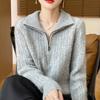Thickened Lapel 100 Cardigan for Women In Autumn and Winter Style High-end Style Loose Knitted Base Shirt Skin-friendly and Comfortable Sweater