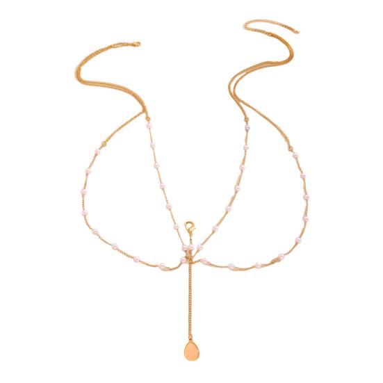 Цепочка на тело Многослойная Двухслойная Цепочка на Тело с Морской Тематикой Имитация Жемчуга Ракушки Морские Звезды Дизайн с Драпировкой