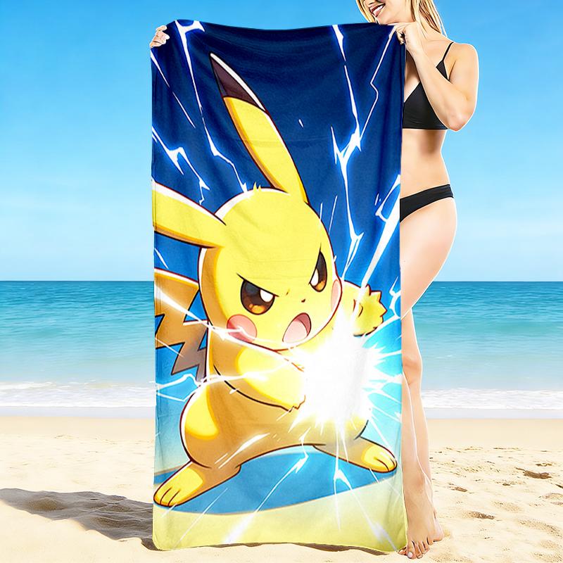 1Pc Pikachu'S Electric Burst Beach Towel, Quick Dry, Multi-Use for Beach Pool Gym Yoga Home Travel, Christmas, Halloween, Xmas Gift M92964