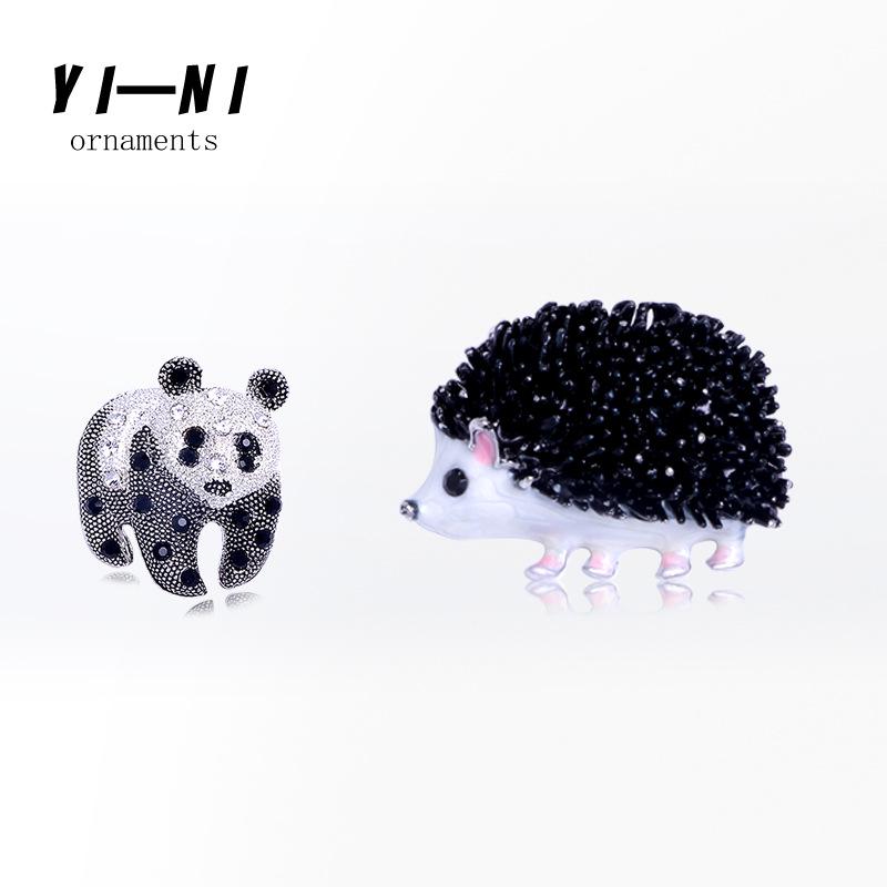 Модная брошь в виде ежа и панды со стразами - булавка в европейском и американском стиле