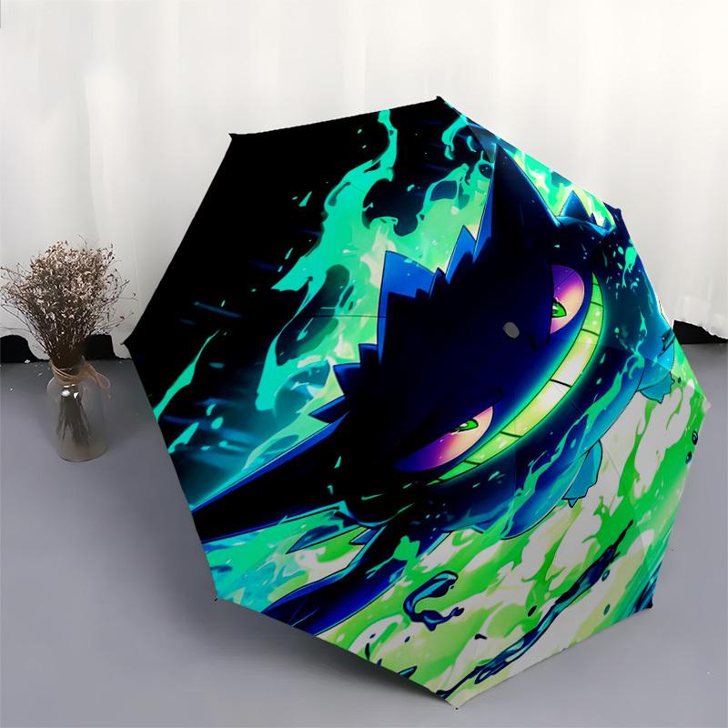 Ghost Pokémon, Dark Energy Themed Automatic Opening and Closing Umbrella, Compact Travel Umbrella, Lightweight and Portable, Suitable for Be