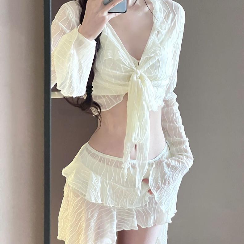 Стильное женское бикини 2025: Сексуальный, Стройнящий, Купальник для горячих источников, закрывающий живот - Набор из 4 предметов