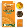 Chaayos Green Tea Bags - Turmeric Cardamom (25 Pyramid Tea Bags) | Turmeric and Cardamom Flavoured Green Tea | Green Tea | Green Tea Leaves