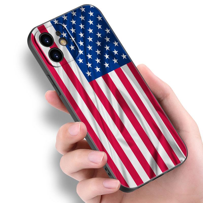 Чехол для телефона с американским флагом США и орлом для Apple iPhone 14 13 12 Mini 11 Pro Max 7 8 XR X XS 7 8 Plus SE 2020 2022, черный чехол