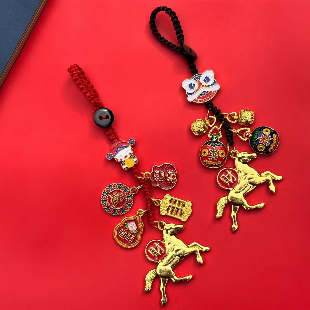 Год Лошади Брелок на Удачу Шнурок для Мобильного Телефона Зодиакальная Подвеска Лошадь Аксессуары для Подвешивания на Сумку Подарок на Год
