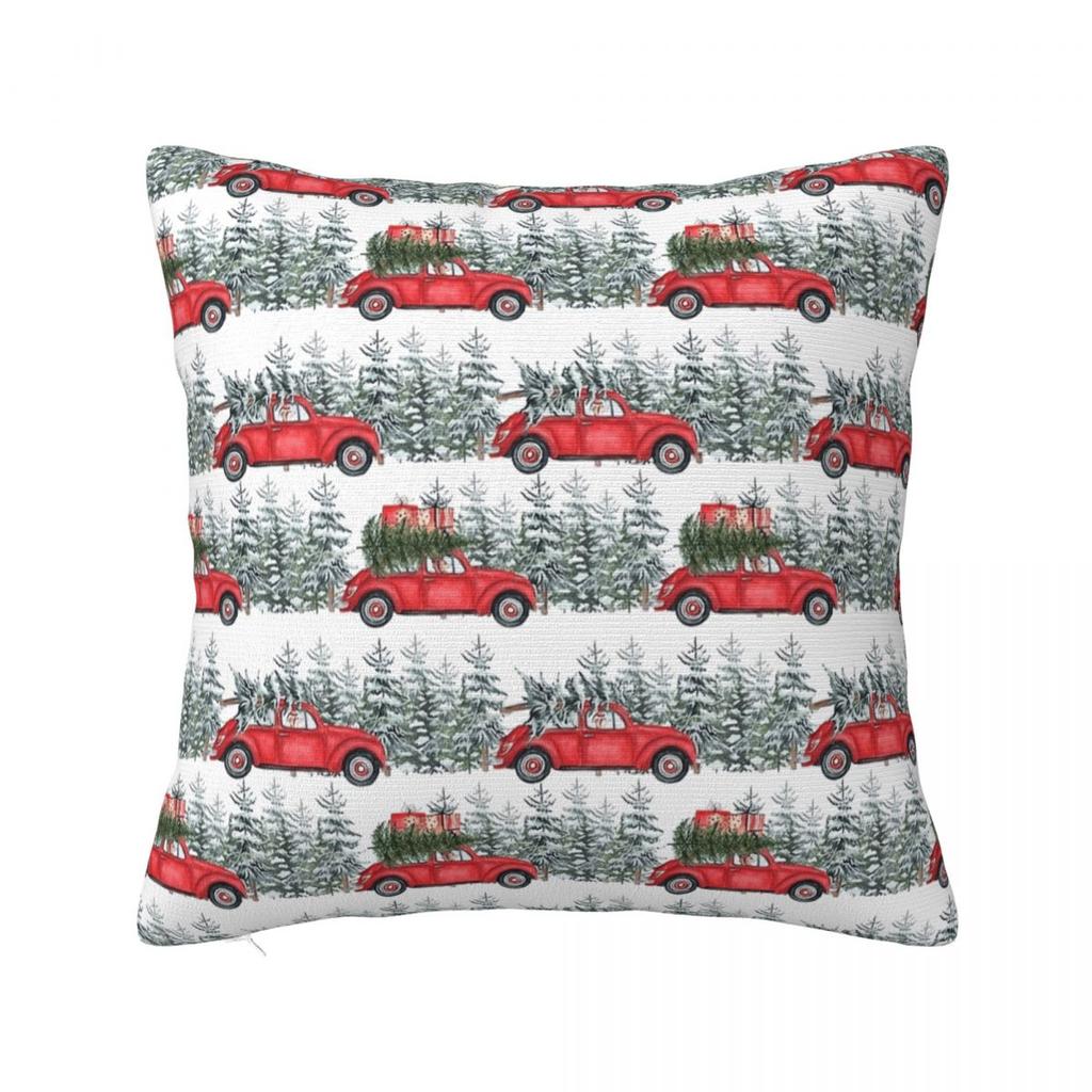 Christmas Festive Vintage Red Trucks And Tree Pillow Cover Pillow Case For Party Home Decor Cushion Cover Soft Pillowcases Gift