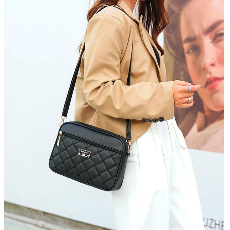 Модная женская сумка, новая сумка через плечо из искусственной кожи с ромбовидным узором, универсальная маленькая сумка, женская сумка на одно плечо, маленькая квадратная сумка