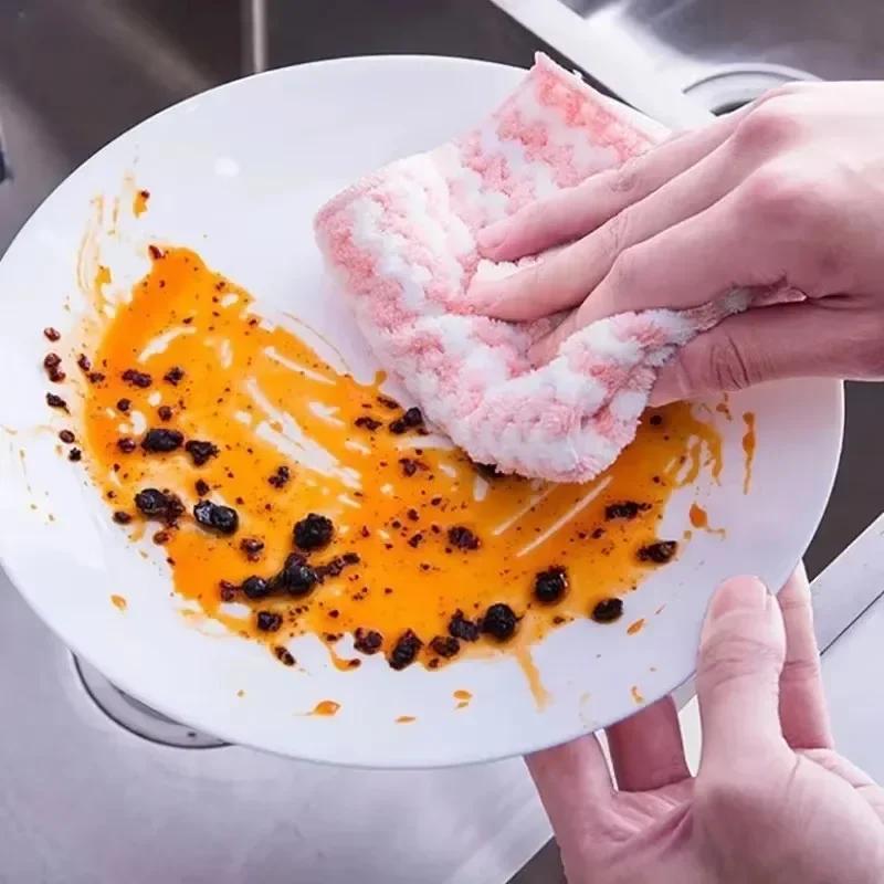 Кухонные тряпки Двусторонние из флиса Мочалки Полотенце для протирки стекол и окон ( Случайный цвет) 1/20/50 шт. Впитывающие
