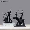 Abstract Black Human Sculpture Statue Geometry Resin Dancing Couple Home Decoration Wedding Gift