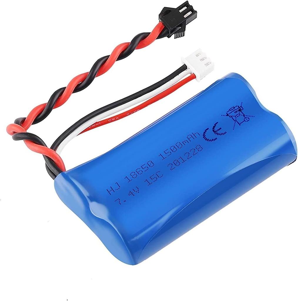 Lipo Battery 1500mAh 7.4V 2S with USB Charging Cable – Compatible with RC Toys U12A S033G Q1 H101 – SM-2P Connector – Long Duration