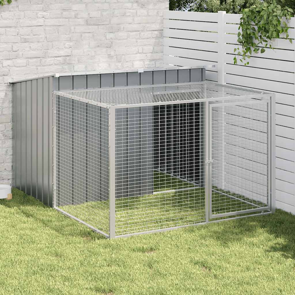 Dog House with Run Anthracite 153 x 194 x 110 cm Galvanized Steel
