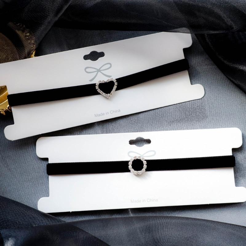 Хрустальное круглое сердце любви Черный бархат - Ожерелье-чокер с винтажными стразами в стиле панк, цепочка на ключицу, подарок для женщин