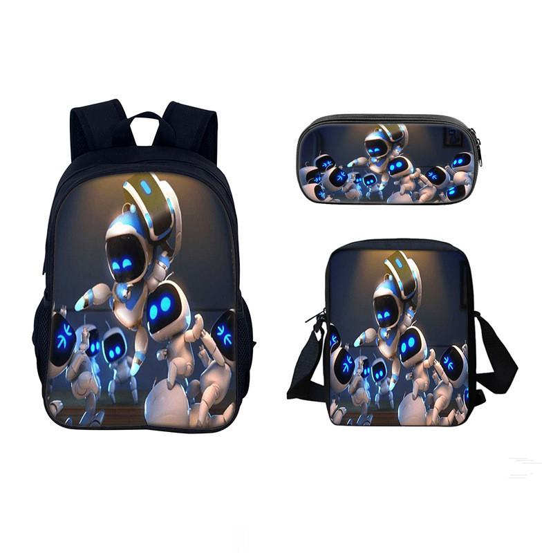 Astro Bot Space Robot Kids School Backpack Set With Cartoon Print For Elementary Students