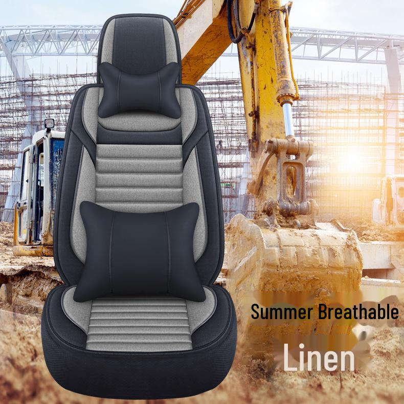 Подушка для сиденья экскаватора - дышащий льняной чехол для одного сиденья, универсальная посадка, подходит для всех сезонов.