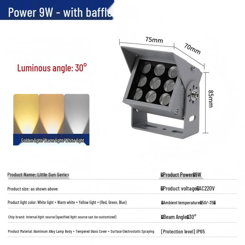 LED Floodlight Outdoor Waterproof Spotlight for Wall, Pillar, or Tree