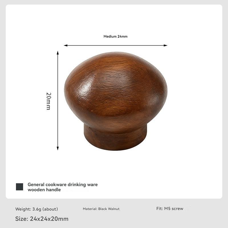 CAMPINGMOON T-MB Black Walnut Wood Cookware Handle with M5 Thread Universal Handle Kitchen Utensil Accessory Anti-Scalding
