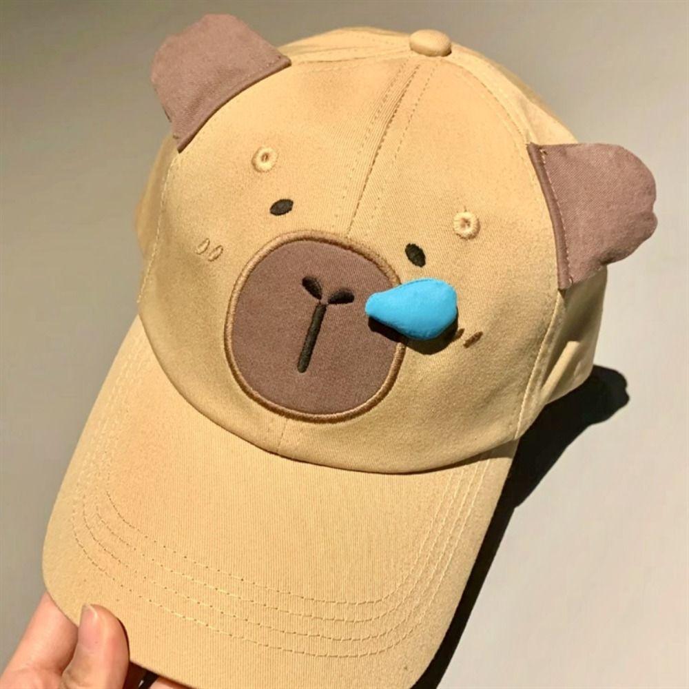 Runny Nose Cartoon Sun Hat Korean Style Peaked Cap Retro Capybara Baseball Cap  Outdoor