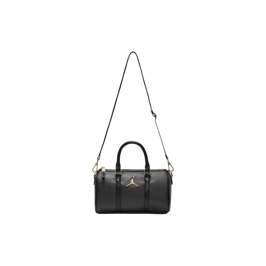 Jordan Metal Airman Logo Leather Polyester Boston Bag Unisex Handbags Black DR5595-010