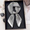 Minimal Striped Small Square Scarf Women'S Spring And Summer Simulation Silk Scarf Foreign Style Neck Protection Scarf Headband Headscarf