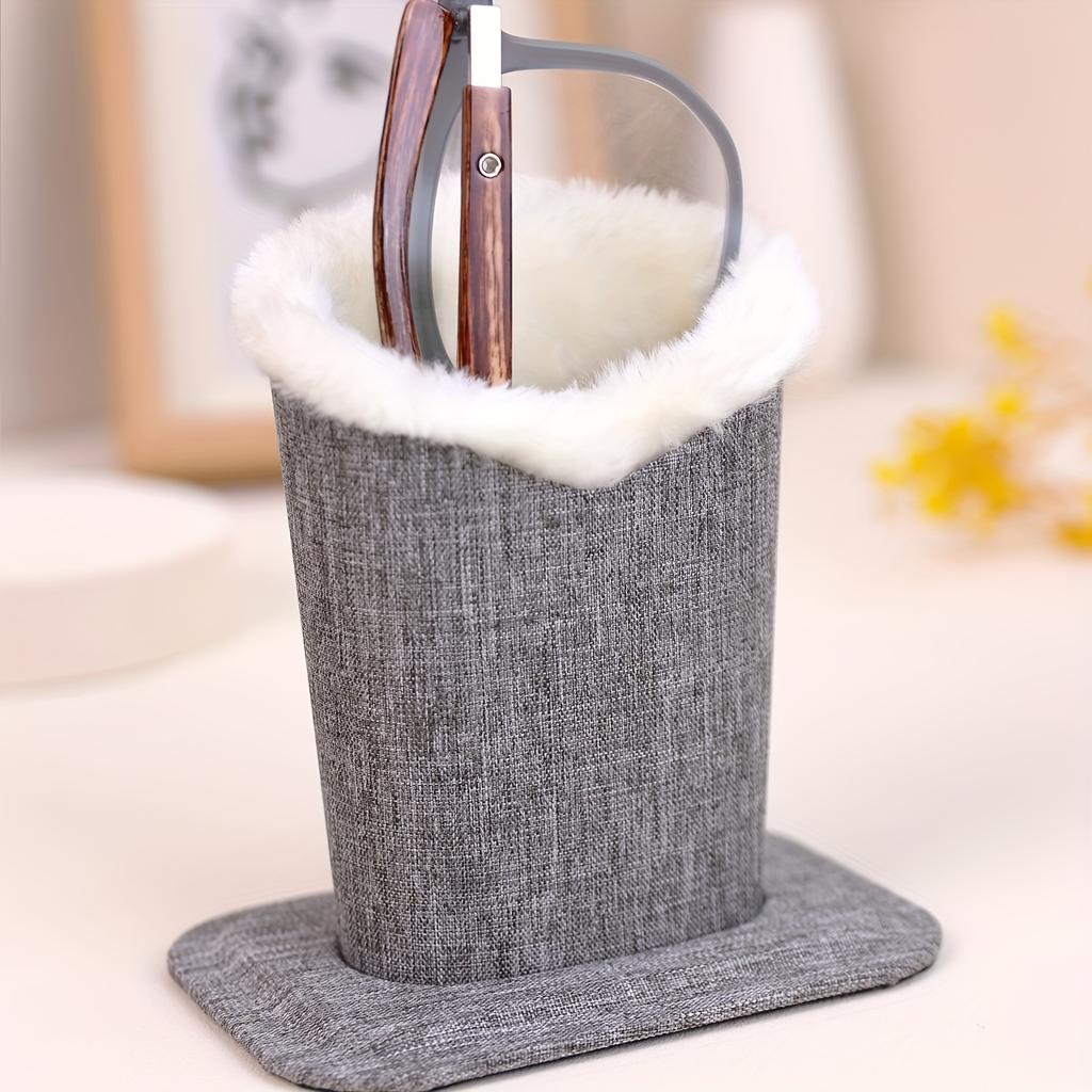 Pack of 1 Plush Lined Glasses Holder Stand Protective Glasses Case for Desks or Nightstands