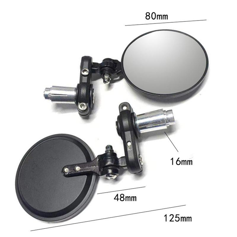 1 Pair Aluminum Alloy Retro Folding Round Handlebar Mirror Universal For Motorcycle Electric Vehicle Black