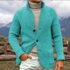 Мужской однотонный кардиган с вязаным воротником, верхняя одежда, повседневный свитер