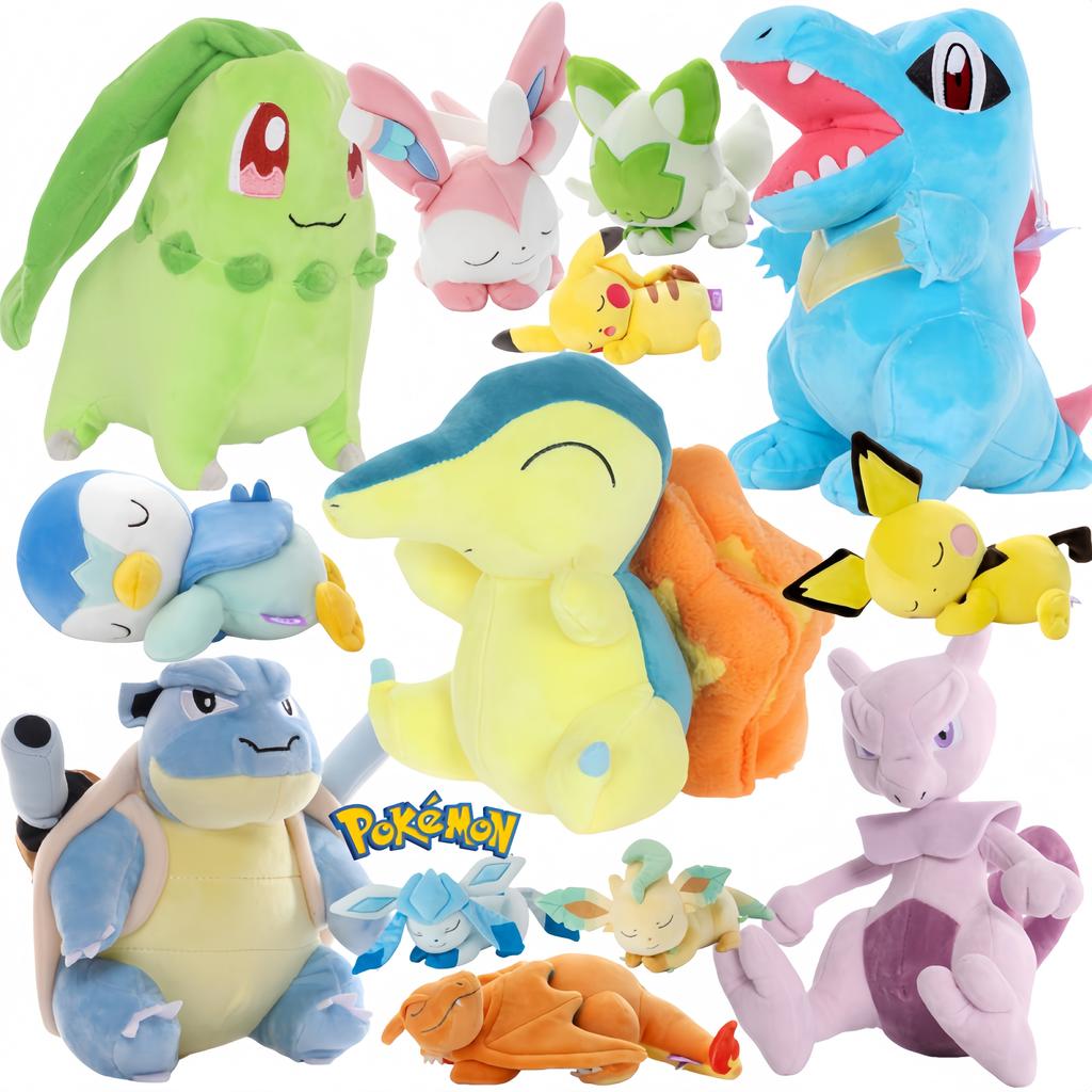 Pikachu Chikorita Totodile Cyndaquil Peluche Sleeping Series Sylveon Glaceon Leafeon Gengar Plush Stuffed Toys Kid Gift