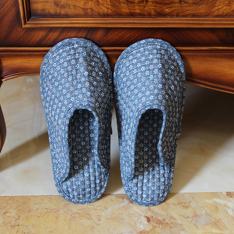 Women's Cotton Foldable Indoor Slippers - Cloth Bottom, Closed Toe, Quiet & Artful Design for All Seasons