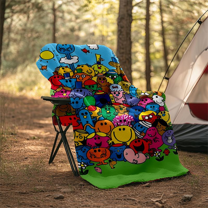 Mr. Men and Little Miss Theme Printed Blanket - Perfect for Couch, Bed, Travel & Outdoor Use | Machine Washable, Cozy & Durable.