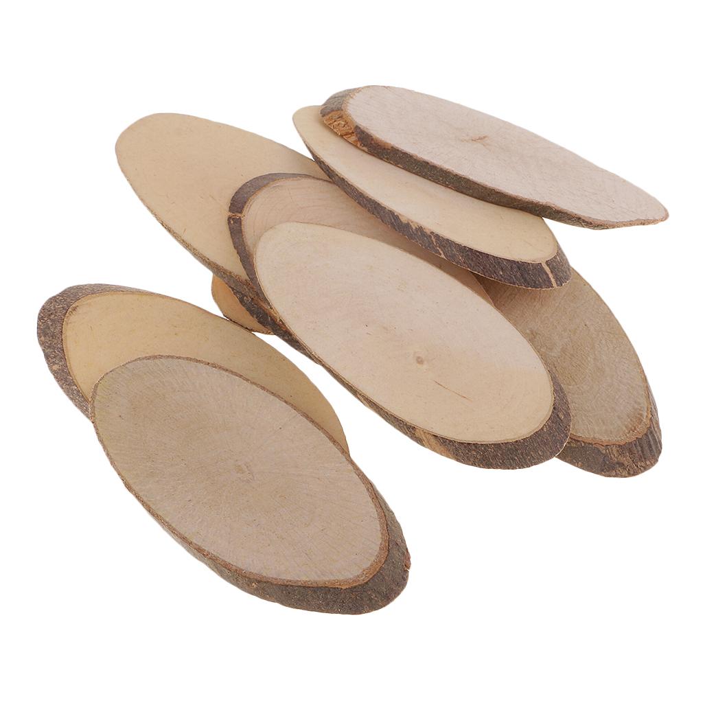 Овальные деревянные спилы, 10 шт., натуральные, необработанные, маленькие деревянные спилы для DIY-поделок