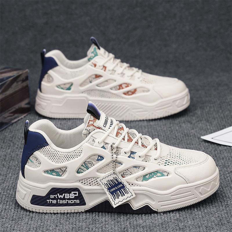 Мужская обувь 2025 новая весенняя сетчатая дышащая повседневная обувь для скейтборда с увеличением роста, универсальная спортивная нишевая дизайнерская трендовая обувь