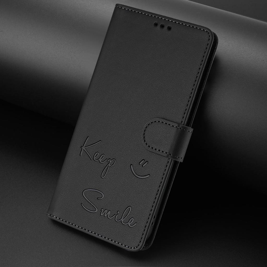 Leather Wallet Flip Case For Doogee N55 Plus N60 Pro Note 58 59 56 56x Keep Smile Embossed Design with Wrist Strap
