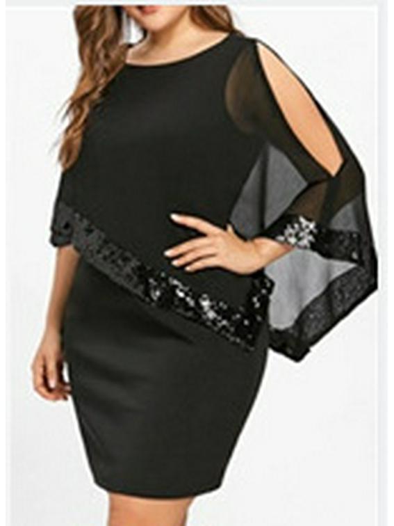 2024 Irregular Sequin Patchwork Plus Size Women's Dress - 8 Colors & Sizes Available