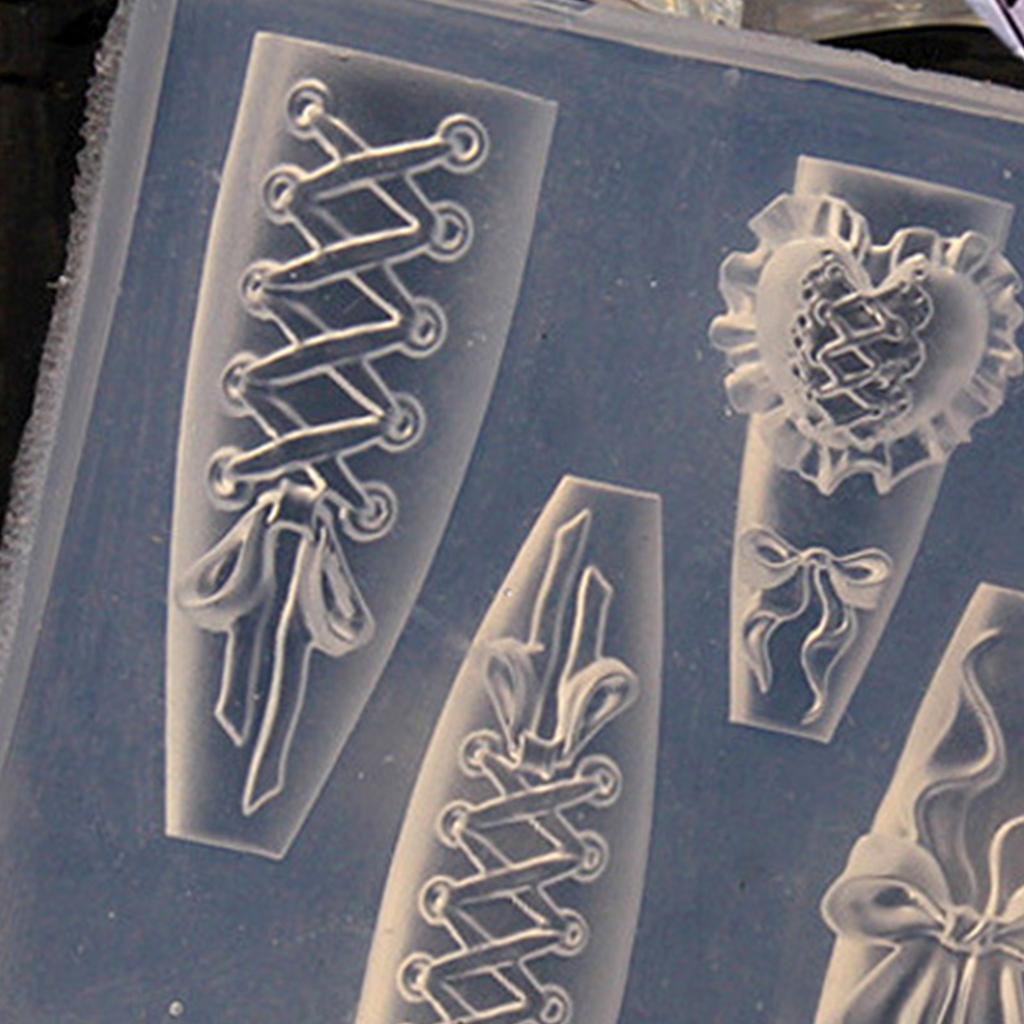 Многоразовая силиконовая форма для нейл-арта для 3D-дизайнов в виде сердец и полосок, аксессуары для рукоделия с точными резными узорами