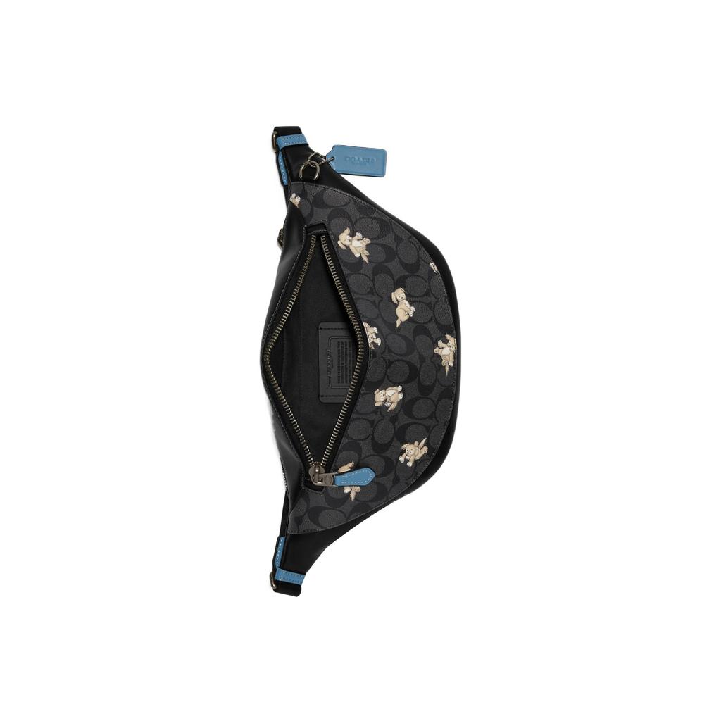 Coach Warren 33 Animal Badge Series Dog Print Zipper Closure Signature Coated Canvas And Fine Calfskin Shoulder Bag Waist Bag Large CC123-QBA5F