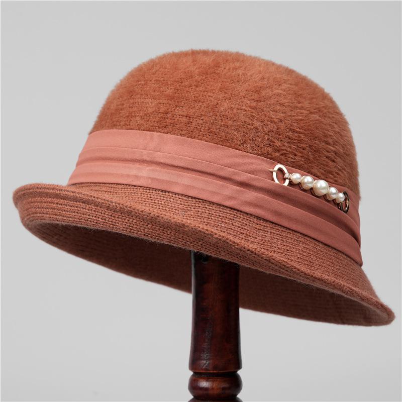 French Vintage Style Rolled Brim Cloche Cap Casual Felt Fisherman Hat, Breathable Non-Stretch Material with Embossed Craftsmanship