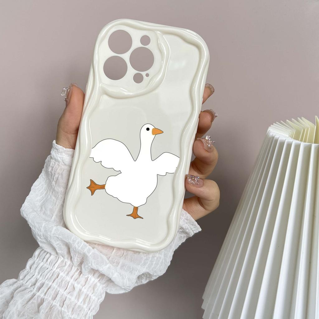 N11 DUCK DUCK Wavy Phone Case for iPhone 15 14 13 Pro Max Samsung S24 S23 Ultra A54 A14 A12 Xiaomi Redmi 13C Huawei Honor Soft Back Cover
