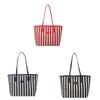 Zipper Shoulder Bag Korean Style Shopping Handbag Casual Stripe Canvas Tote Bag  Girls