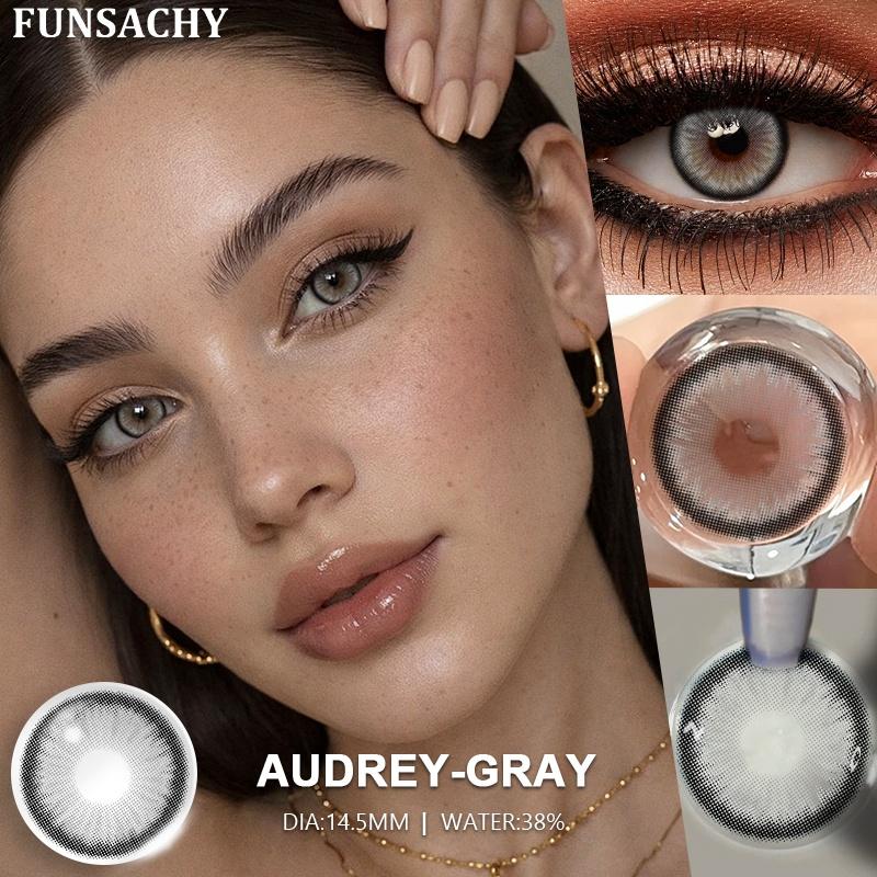 FUNSACHY 1 Pair AUDREY Colored Contact Lenses for Eyes Brown Color Lenses Natural Gray Contacts Koean Softlens Beautiful Pupils