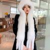 Weaving Fox Fur Snow Hat Women's Scarf Hat Integrated Winter Warmth and Cold Resistance Thickened Fur Scarf Hat