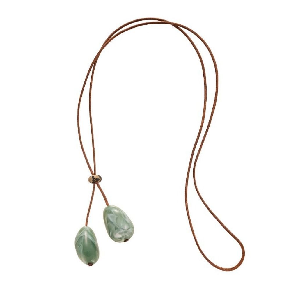 Adjustable Long Oval Necklace Resin Sweater Chain Trendy Clavicle Chain  Gift