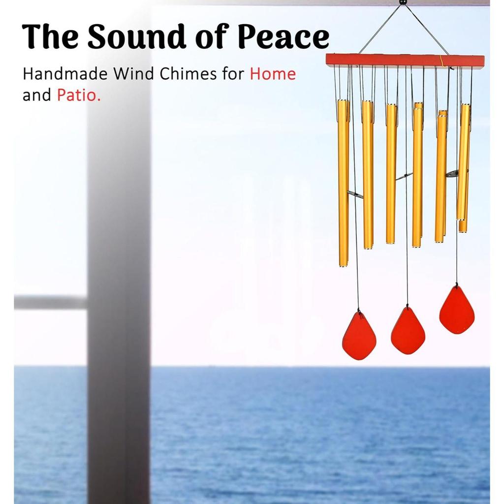 Blissful Golden Wind Chimes for Bedroom & Living Room – Tranquil Home Décor, Harmonizing Energy, Ideal Gift for Women, Men, Couples, Housewarming